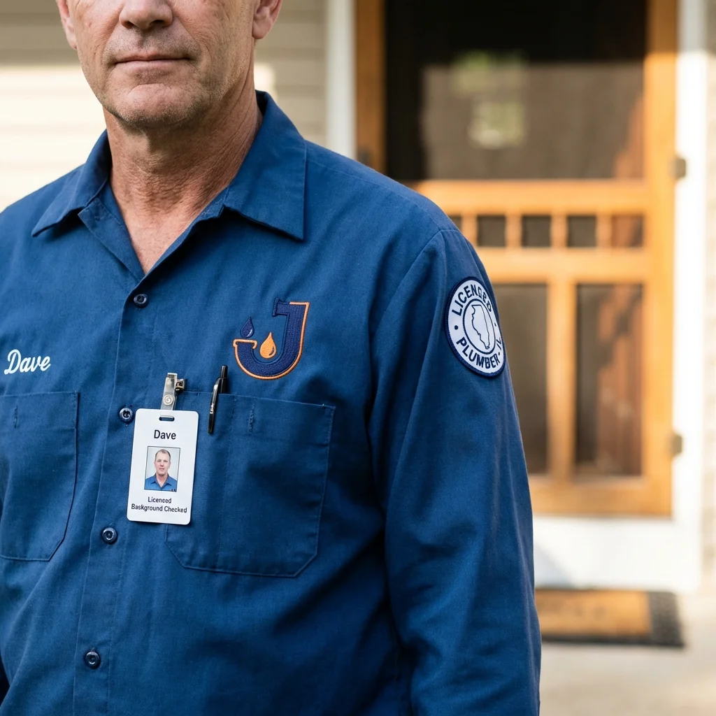 Licensed plumber showing ID badge in Statenville, GA