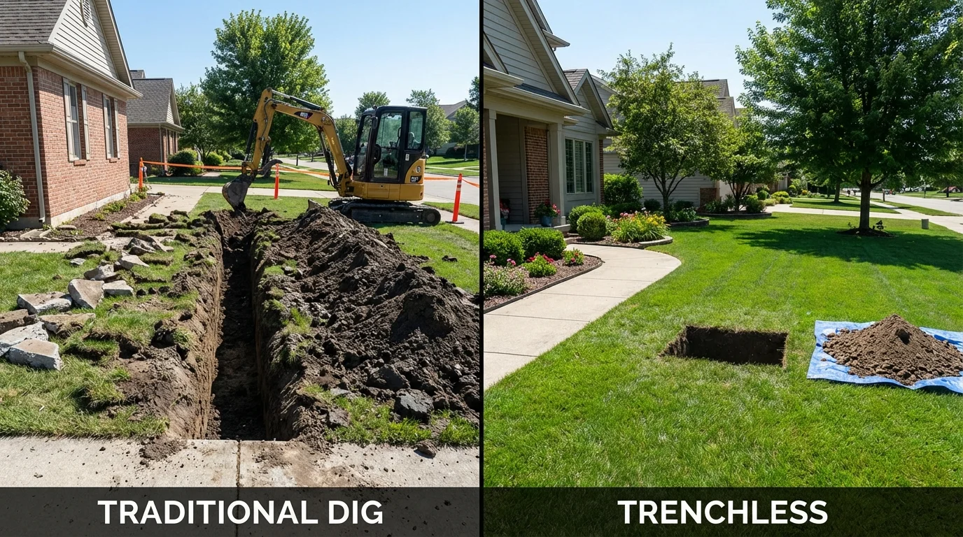 Trenchless sewer repair with minimal yard damage versus traditional excavation in Statenville, GA